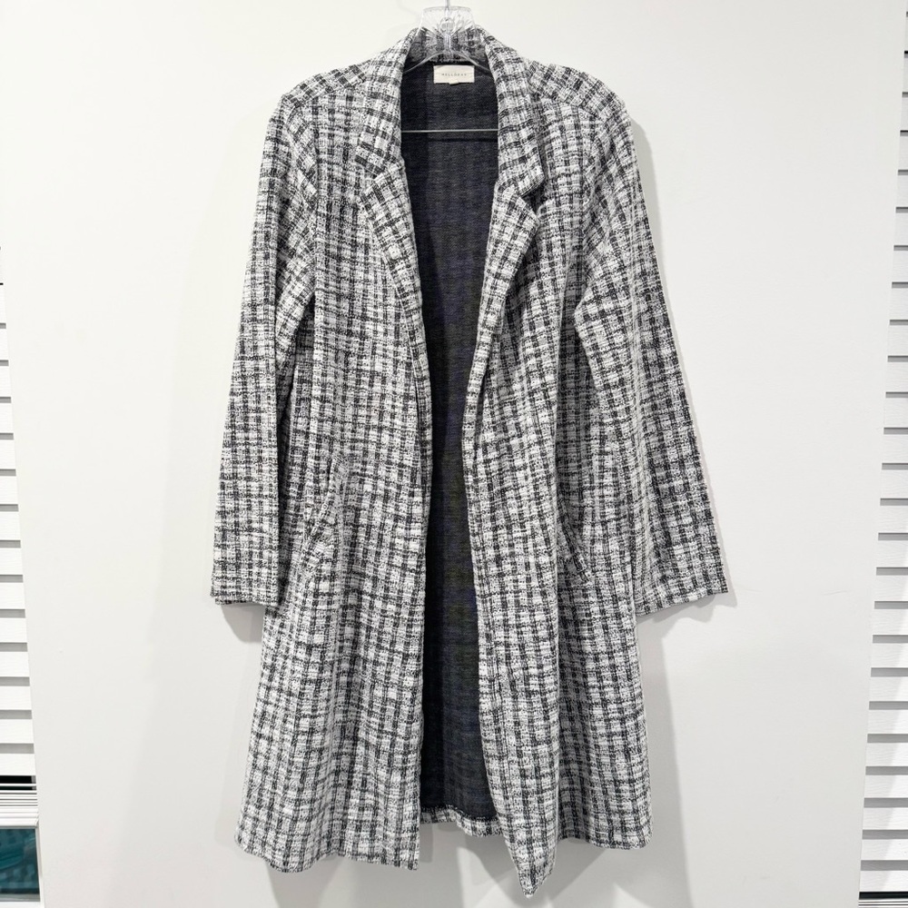 MELLODAY Trench Coat Womens Large Black White Classic Design Trendy Officewear